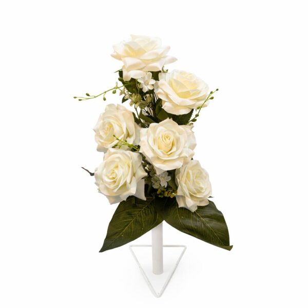 Kytica ruža ležatá x6 s doplnkom white/Cream