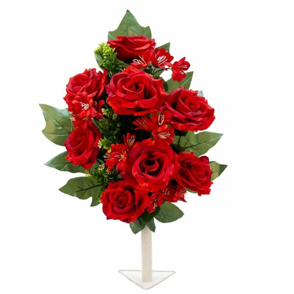 Kytica ruža ležatá s pvc doplnkami x18 red