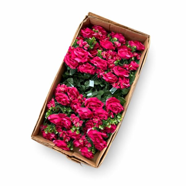 Kytica ruža ležatá s pvc doplnkami x18 burgundy – Obrázok 2