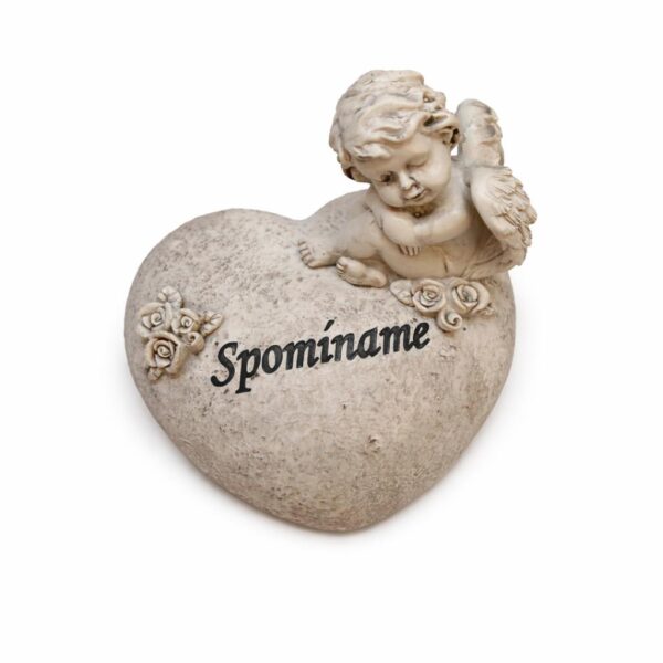 Srdce anjel "spomíname" resin 11x9,5x11cm