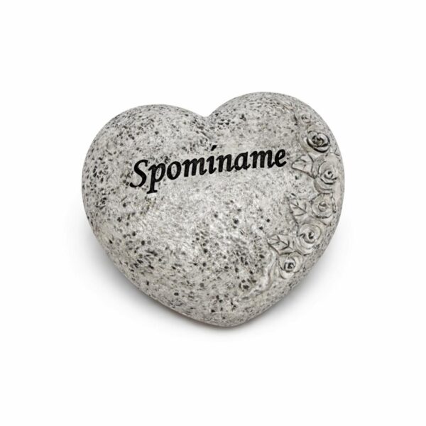 Srdce s nápisom "spomíname" resin 6x9x10cm
